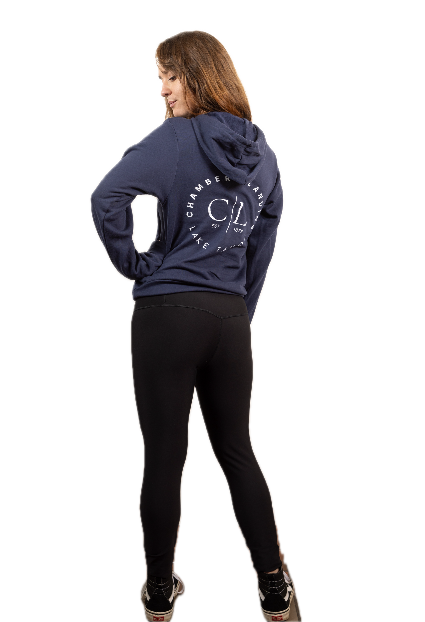 Chambers Unisex Navy Blue Hoodie With White Logo