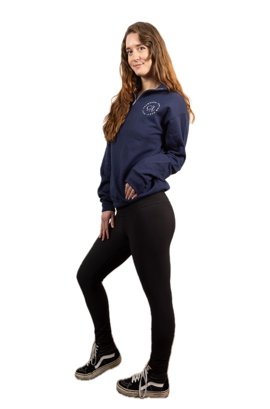 Chambers Unisex Navy Blue 1/4 Zip Sweater With White Logo