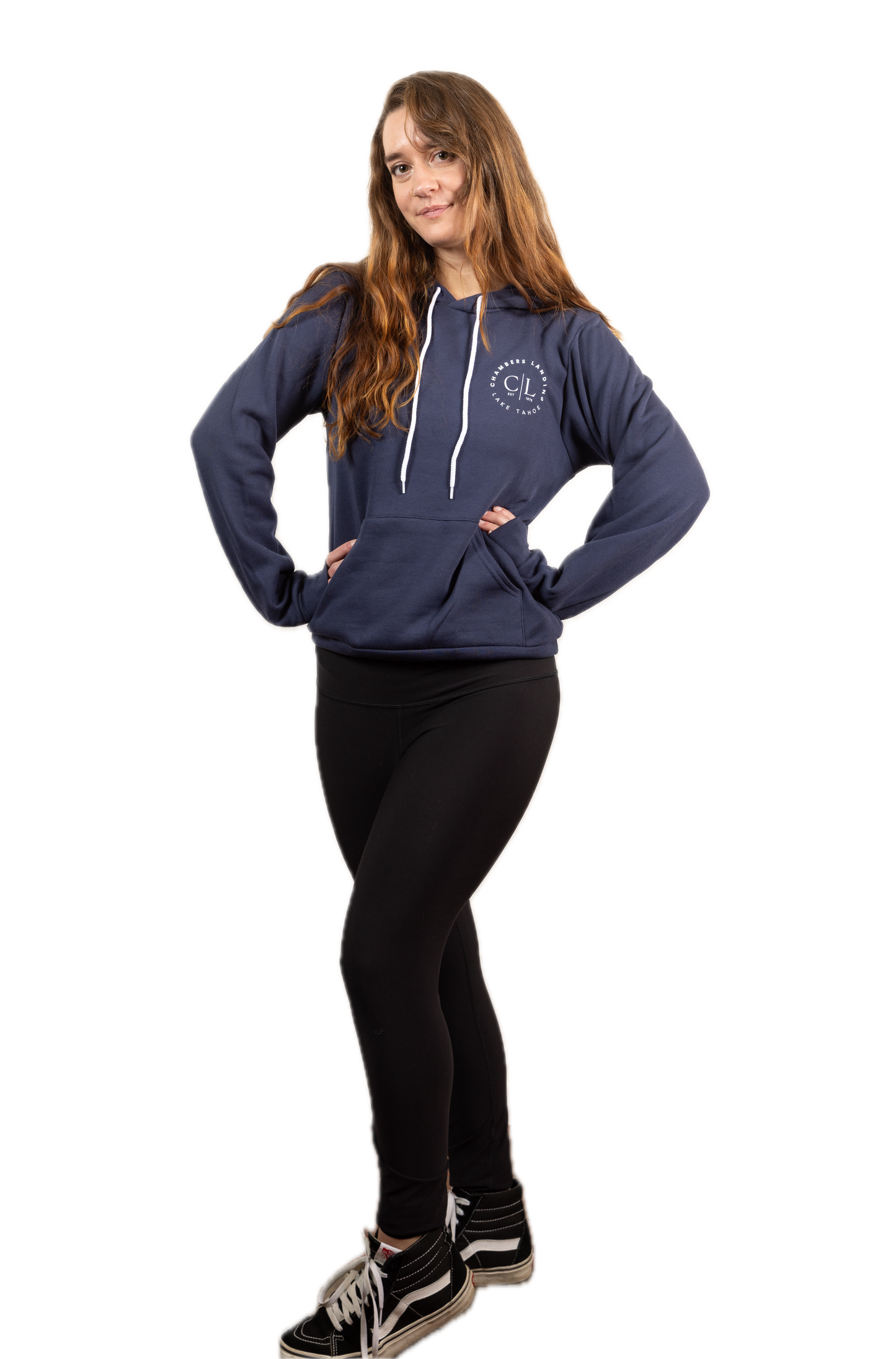 Chambers Unisex Navy Blue Hoodie With White Logo