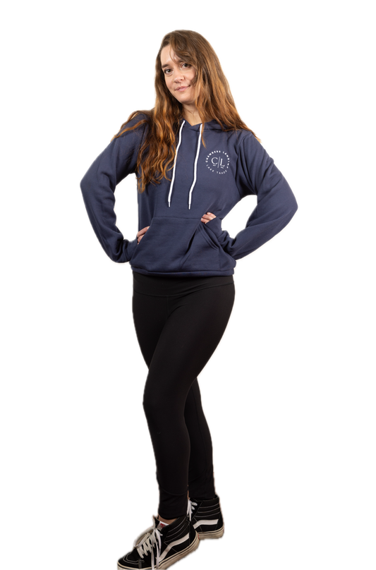 Chambers Unisex Navy Blue Hoodie With White Logo