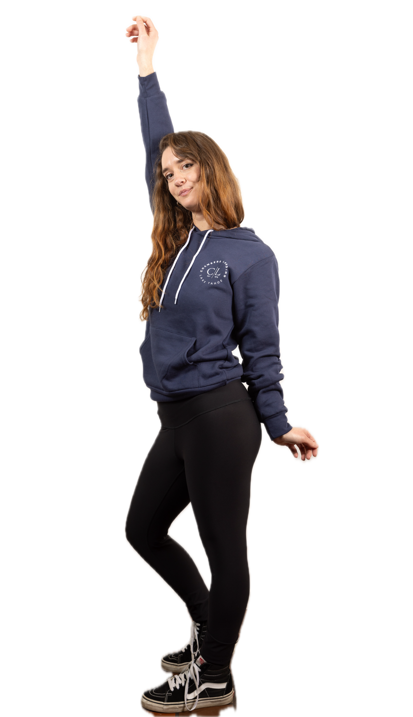 Chambers Unisex Navy Blue Hoodie With White Logo