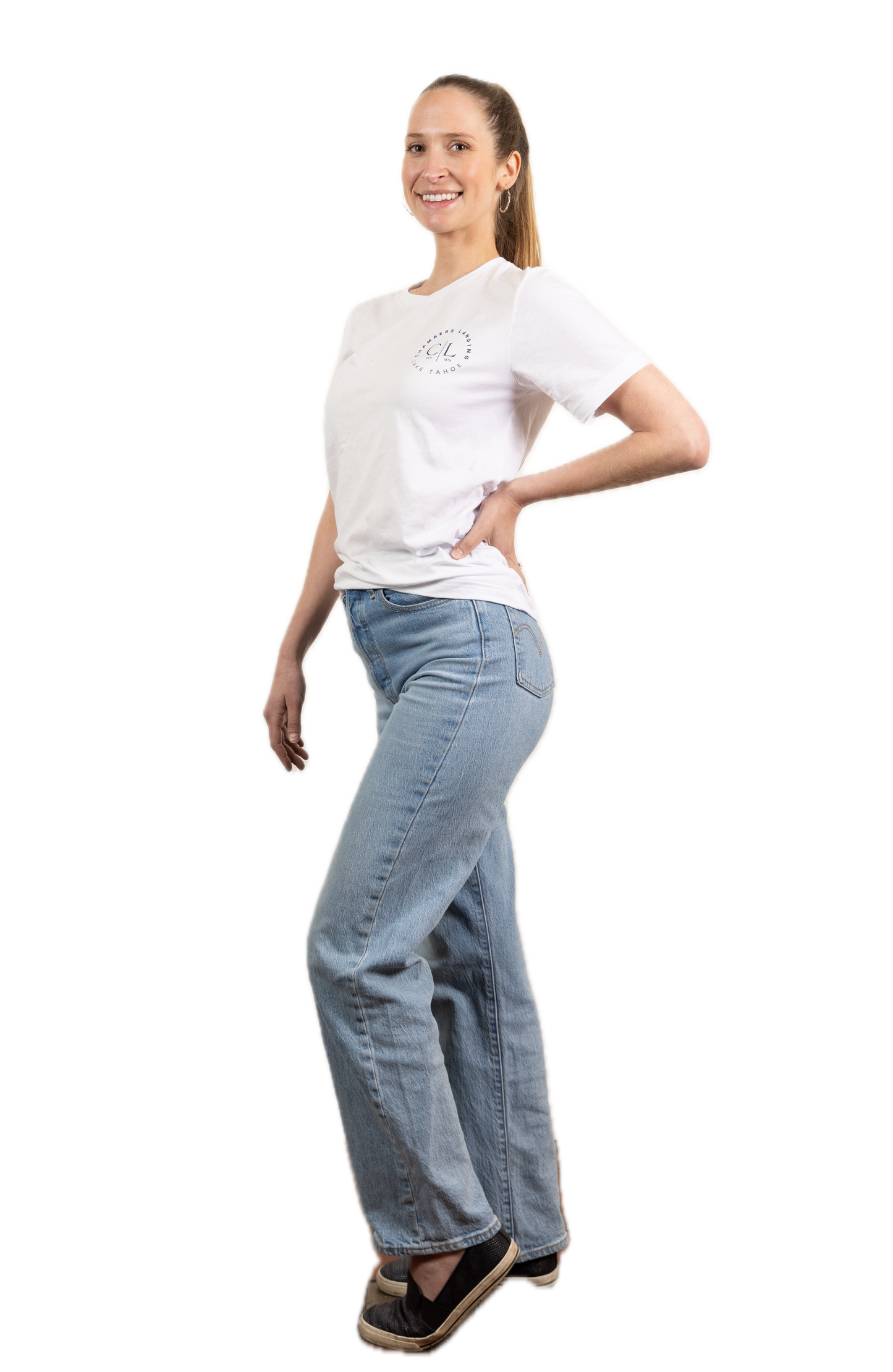 Chambers Unisex White T-Shirt with Navy Blue Logo