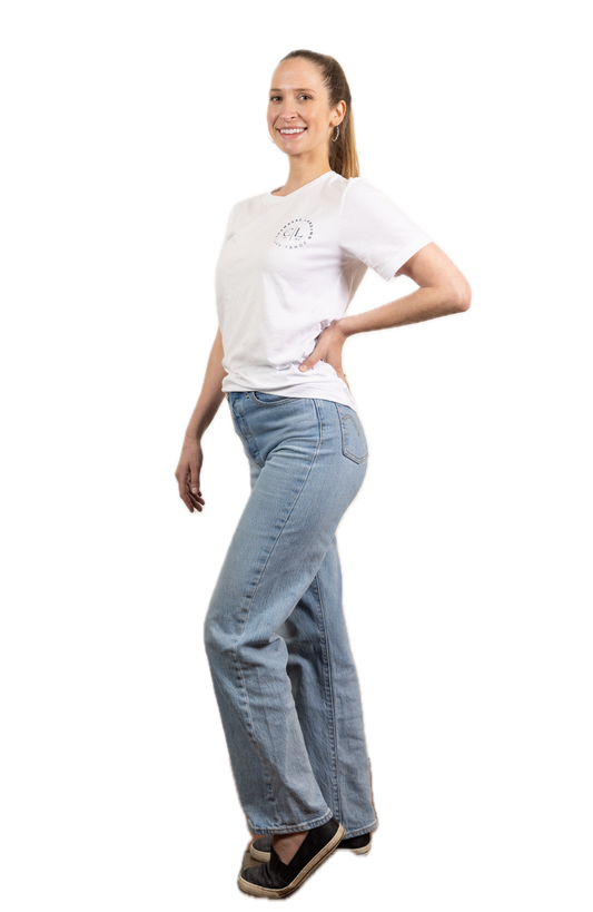 Chambers Unisex White T-Shirt with Navy Blue Logo