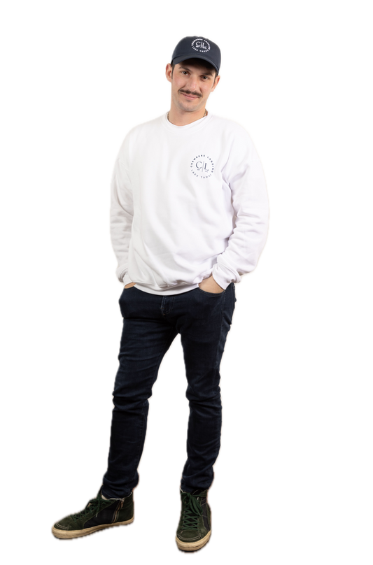 Chambers Unisex Navy Blue Trucker Hat With White Logo