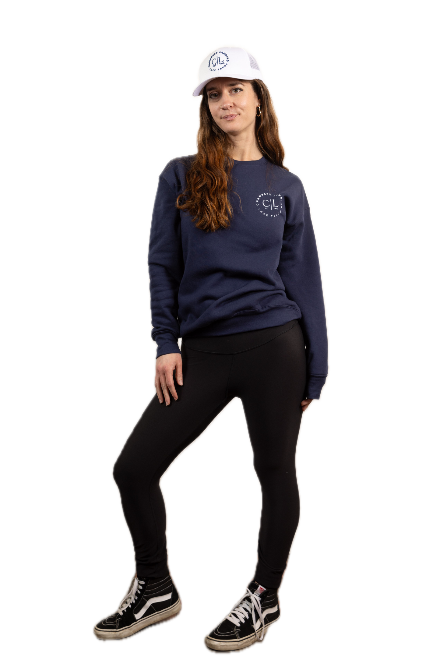 Chambers Unisex Navy Blue Crewneck Sweater With White Logo