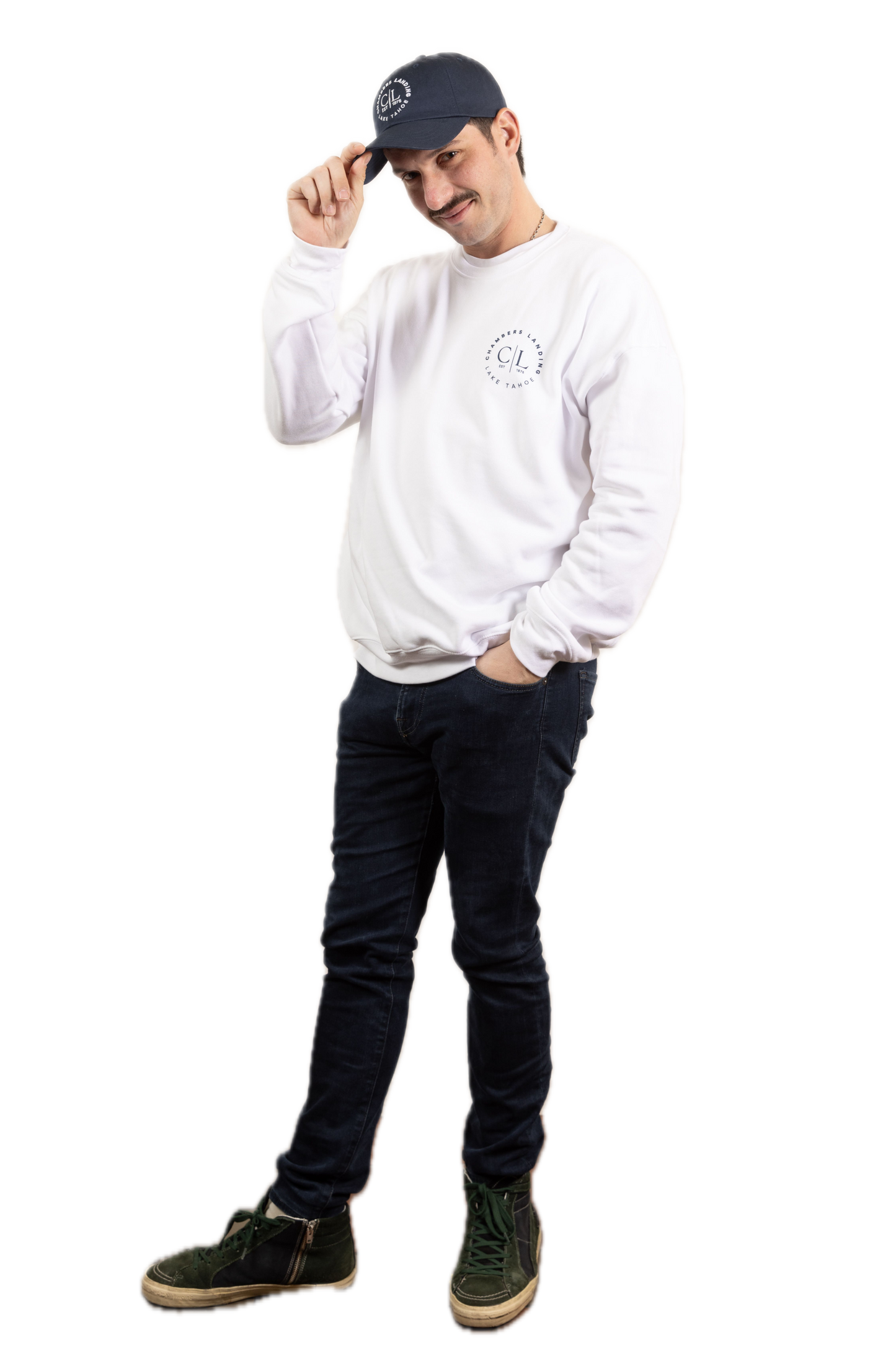 Chambers Unisex Navy Blue Baseball Cap With White Logo